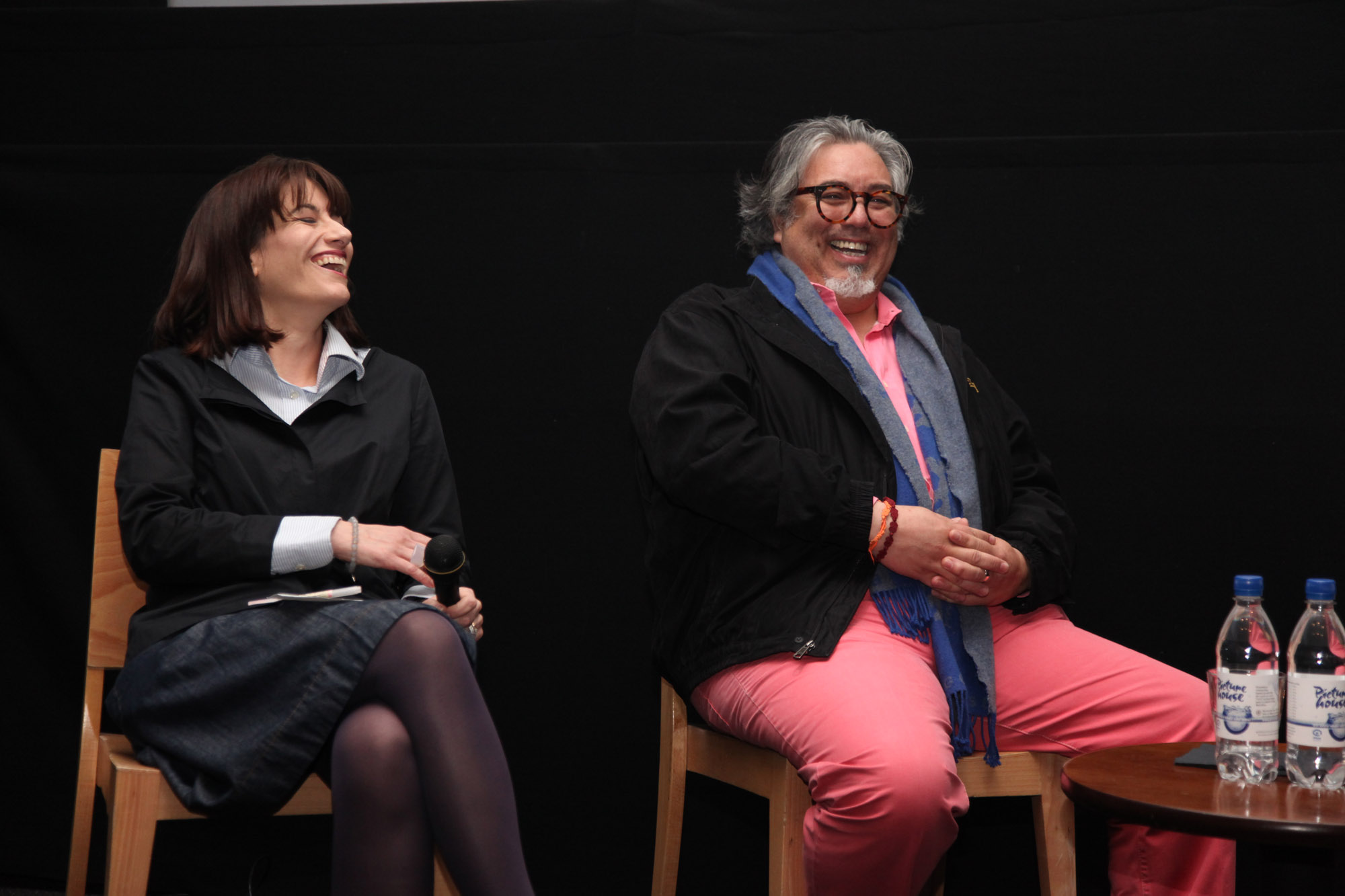 Maria Delgado interviewing wine sommelier Charlie Arturaola